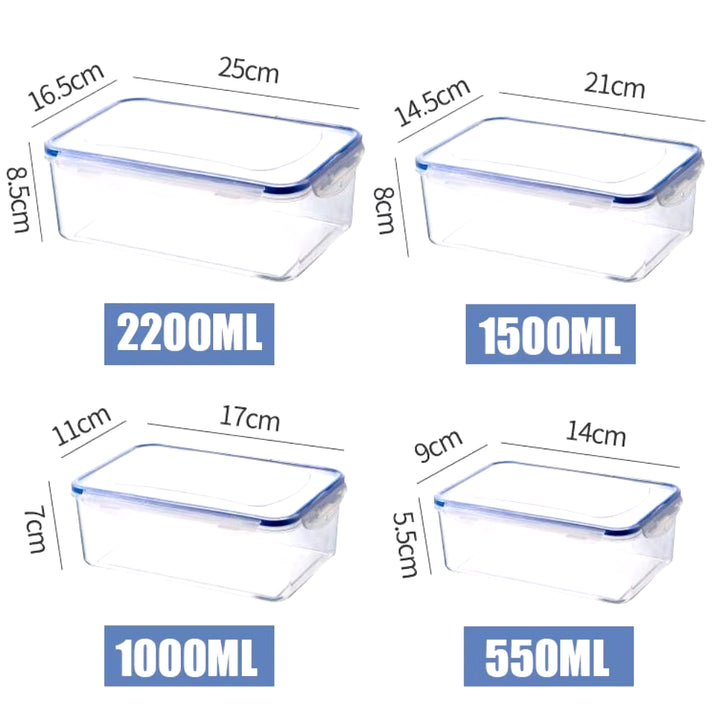 1Pc/4Pcs Refrigerator Storage Box Food Containers Plastic Fresh-Keeping Box with Lid Portable Storage Box Kitchen Organization