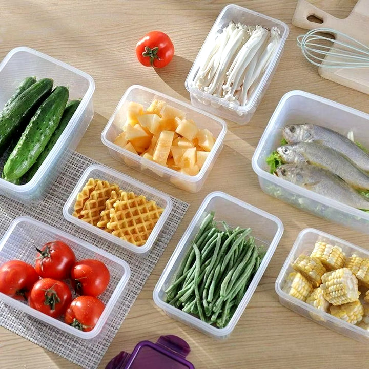 1Pc/4Pcs Refrigerator Storage Box Food Containers Plastic Fresh-Keeping Box with Lid Portable Storage Box Kitchen Organization