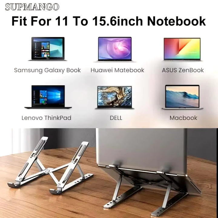 Portable Laptop Stand Aluminum Notebook Support Computer Bracket Macbook Air Pro Holder Accessories Foldable Lap Top Base for Pc