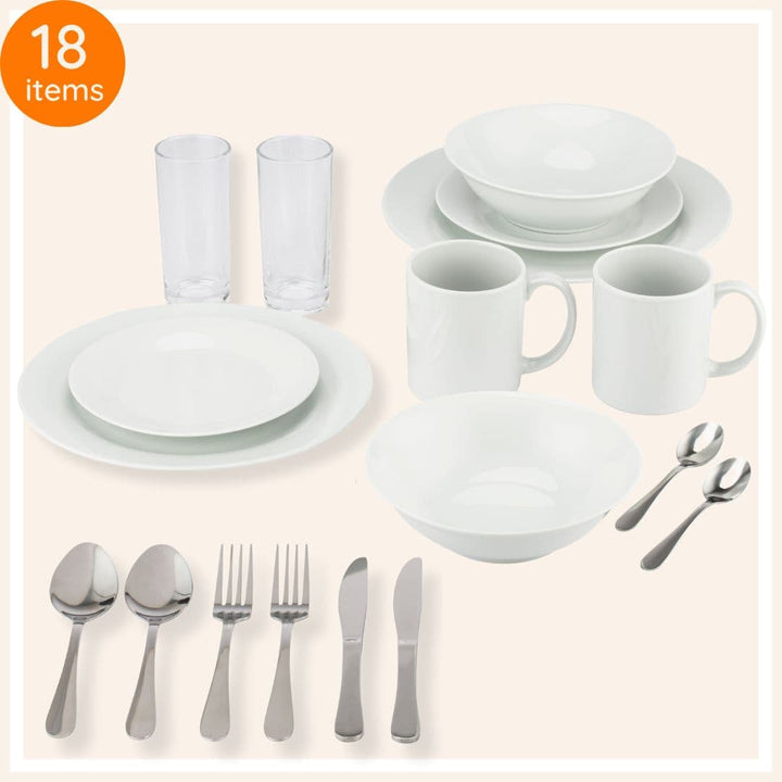 2-Person Dinnerware Set - Student Crockery and Cutlery Set - Student Essentials