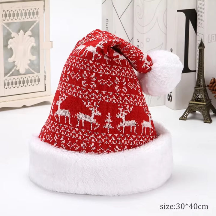 Snowfake Elk Hat Winter Thicken Knitted Velvet Cloth Adult Christmas Hat Merry Christmas Decor Gifts Happy New Year 2022 Naviida