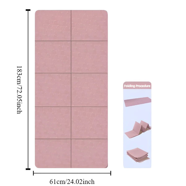 Foldable Yoga Mat Eco Friendly Tpe Folding Travel Fitness Exercise Double Sided Non-Slip for Pilates & Floor Workouts