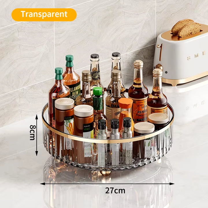 1/2 Layers Rotating Perfume Organizer for Dresser Light Luxury Skincare Cosmetic Organizer PET Bathroom Storage Tray