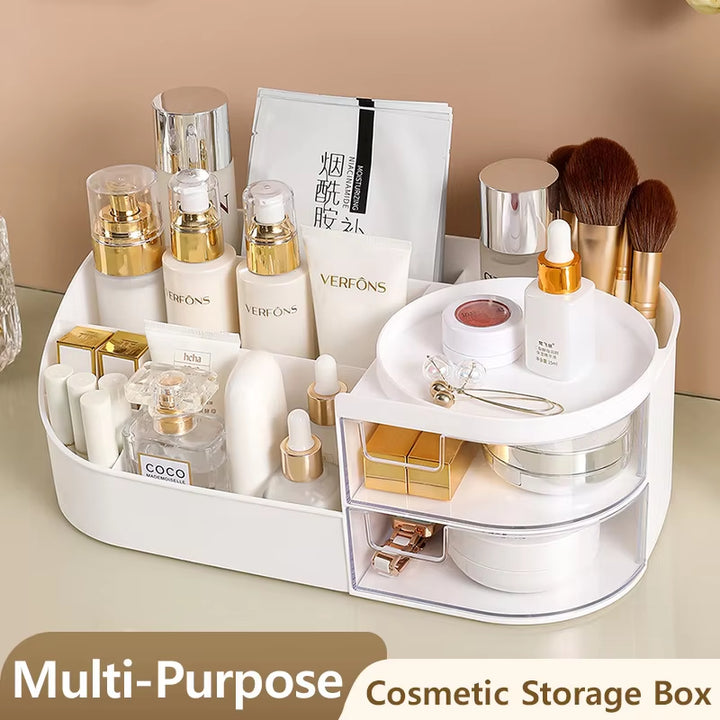 Large Capacity Cosmetic Storage Box with Clear Drawer - Multi-Functional Makeup Organizer for Dressing Table Skincare Products A