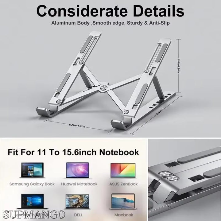 Portable Laptop Stand Aluminum Notebook Support Computer Bracket Macbook Air Pro Holder Accessories Foldable Lap Top Base for Pc