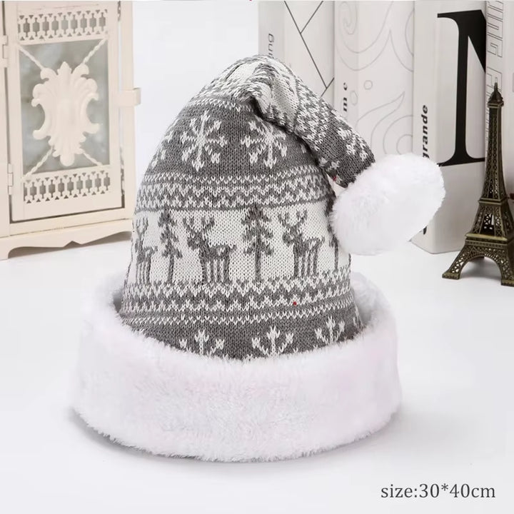 Snowfake Elk Hat Winter Thicken Knitted Velvet Cloth Adult Christmas Hat Merry Christmas Decor Gifts Happy New Year 2022 Naviida