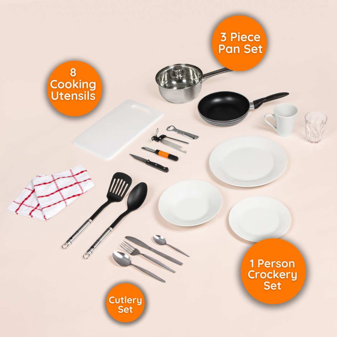 Budget Student Kitchen Pack | Uni Starter Kit & Essentials UK – Student ...