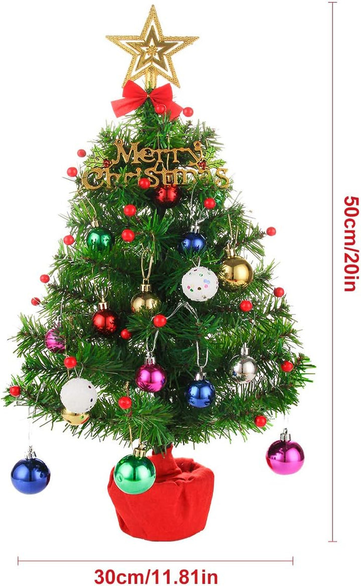 Mini Artificial Christmas Tree 50Cm Tabletop Small Christmas Tree Lighted Battery Operated, Pre-Lit Christmas Tree Desktop Ornaments for Xmas, Home, Kitchen Decor