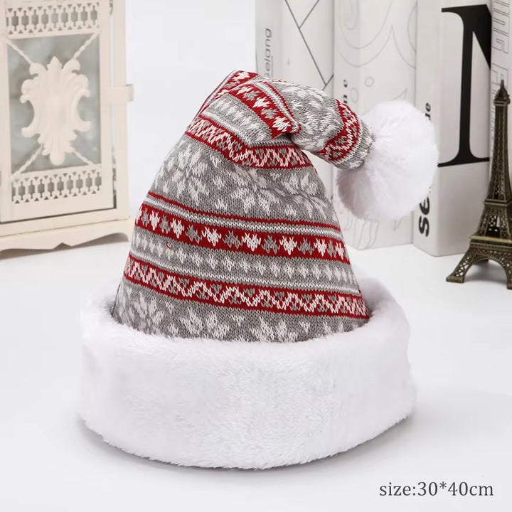 Snowfake Elk Hat Winter Thicken Knitted Velvet Cloth Adult Christmas Hat Merry Christmas Decor Gifts Happy New Year 2022 Naviida