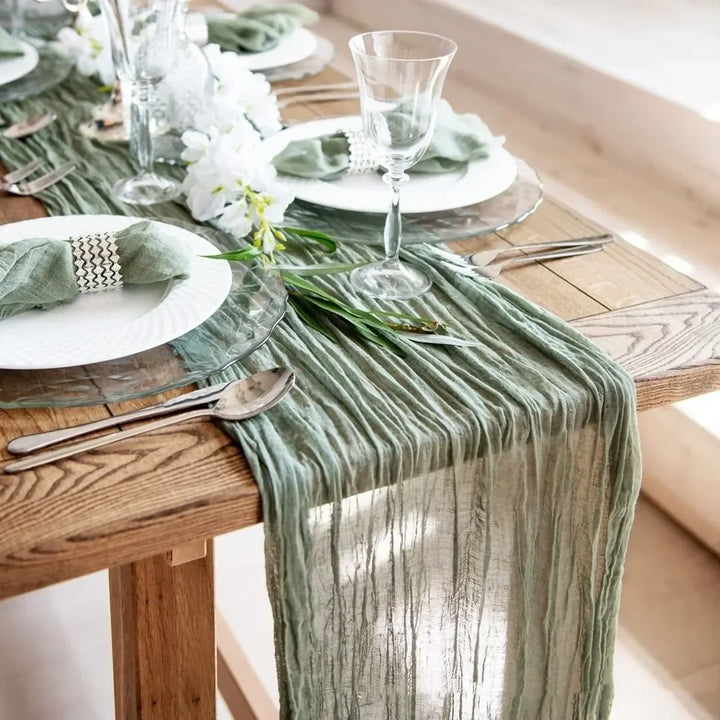 Gauze Table Runner Dinning Decoration 90*300CM Rustic Country Boho Beach Wedding Party Table Decor Christmas Table Runners