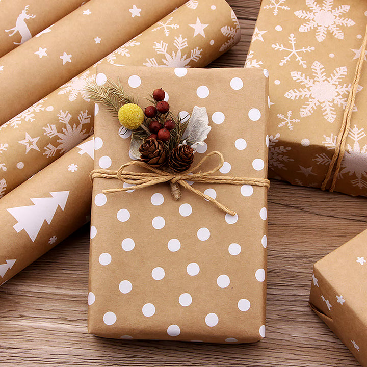 1Pcs 44X100Cm Single-Sided Merry Christmas Party Gifts Wrapping Paper 2024 New Year Classic Patterns Box Decoration Navidad