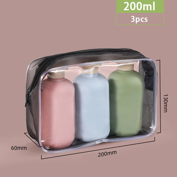 3Pcs 100Ml/200Ml Plastic Travel Shampoo Bottles Clear Blue Shampoo Lotion Shower Gel Foam Pump Bottles