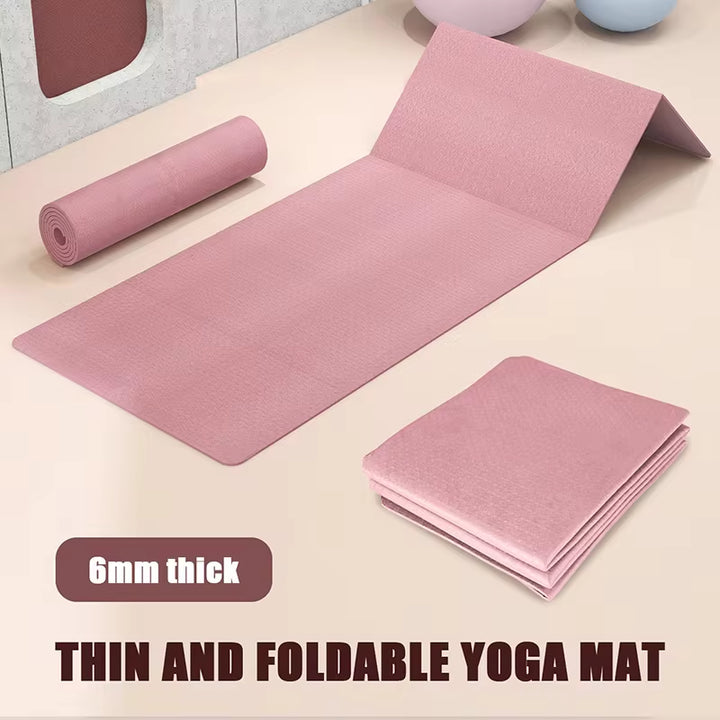 1Pc 4Mm Tpe Folding and Portable Yoga Mat with Dual-Sided Non-Slip Surface for Fitness