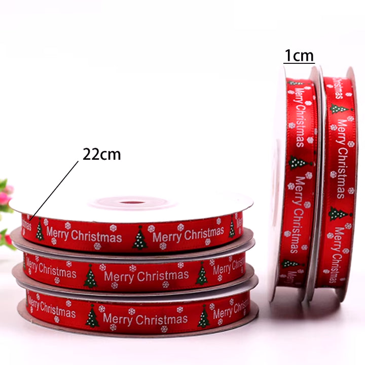 25Yards 10Mm Christmas Ribbon Printed Christmas Polyester Ribbon for Handmade Design Christmas Decoration DIY Gift Packing