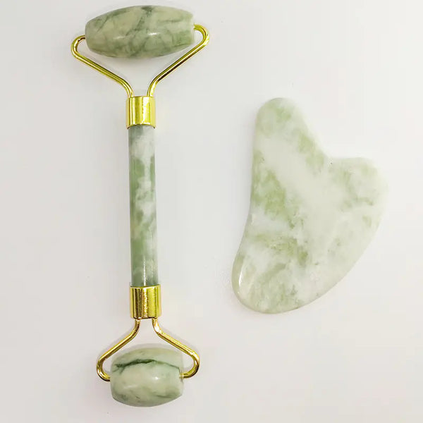 White Jade Facial Roller Gua Sha Set