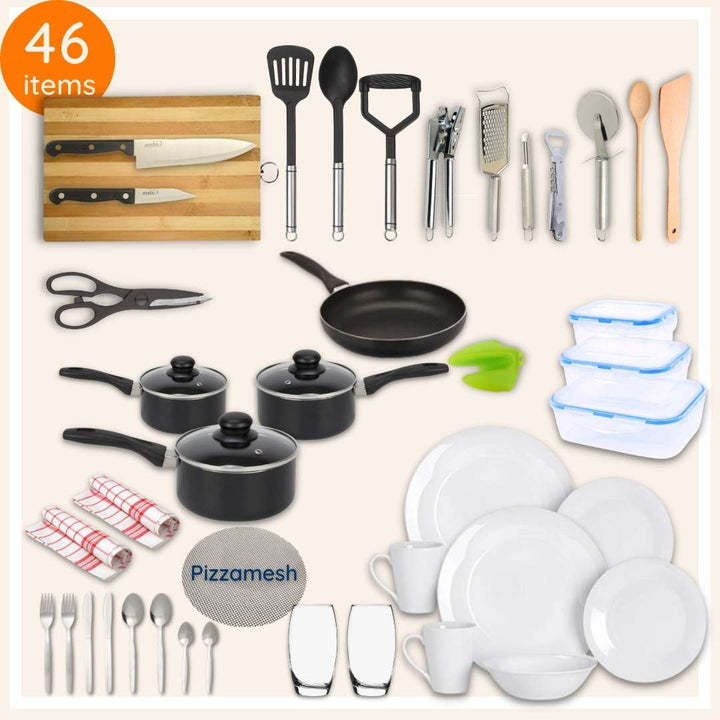 Essentials Kitchen Pack 46 items - non-stick pots and pans