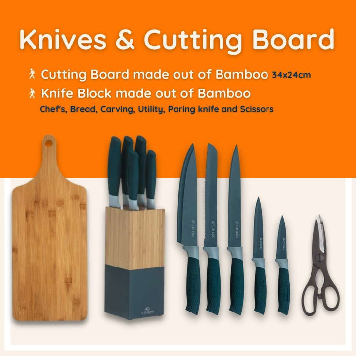 Premium Kitchen Pack cutting board, scissors, and knives set